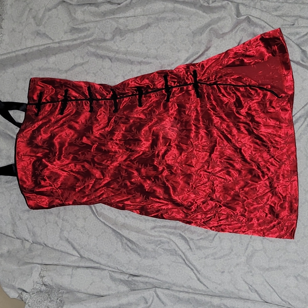 Satin red dress